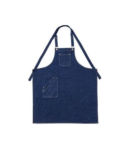 Denim Bib Apron with Crossover Ties Blue 86 x 100cm D01