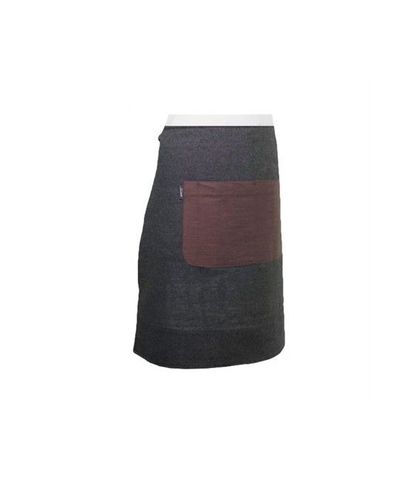 Eyelet Series Long Waist Apron Grey-Wine With Pocket P/C 70X60cm