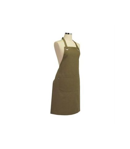 Eyelet Series Bib Apron Canvas With Pocket - Olive 70X86cm