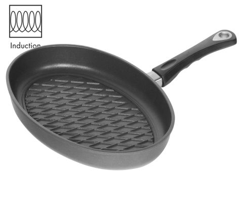 AMT Induction Fish Pan 35x24cm with BBQ Surface, H:5cm (Detachable Handle)