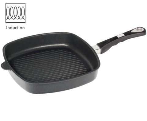AMT Induction Square Pan 28x28cm with Grill Surface, H:5cm (Detachable Handle)