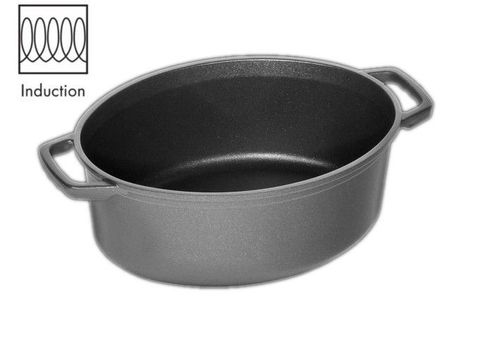 AMT Induction La Cocotte Roasting Dish 32x25 cm, H:12cm (Casted Side Handles)
