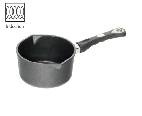 AMT Induction Milk and Sauce Pot 18cm, H:9cm (Two Spouts and Detachable Handle)