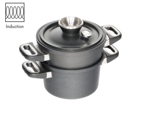AMT Induction Waterless Cooking Set - Pot 24cm, H:14 + Lid + Steamer