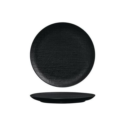 Round Flat Coupe Plate 210mm LUZERNE LINEN Black