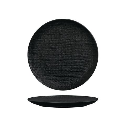 Round Flat Coupe Plate 260mm LUZERNE LINEN Black