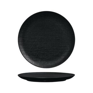 Round Flat Coupe Plate 285mm LUZERNE LINEN Black