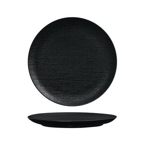 Round Flat Coupe Plate 285mm LUZERNE LINEN Black