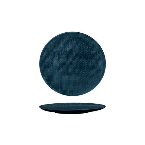 Round Flat Coupe Plate 180mm LUZERNE LINEN Navy Blue
