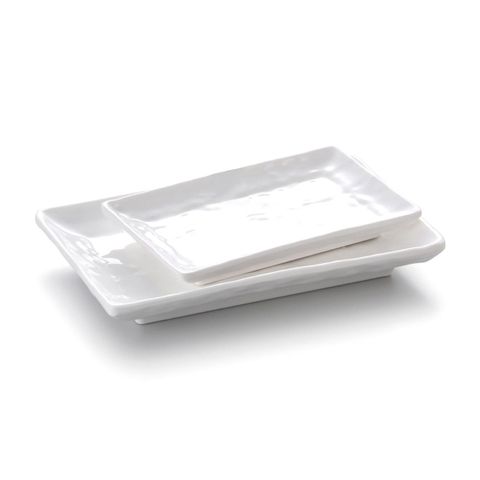 7.7'' Melamine Rectangle Raised Rim Plate 19.5x10.9x3.2cm White