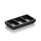 4'' Melamine Rectangular Sauce Dish with 3 Comp 10.5x5.5x1.8cm Matt Black