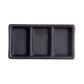 4'' Melamine Rectangular Sauce Dish with 3 Comp 10.5x5.5x1.8cm Matt Black