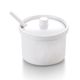 3.5'' Melamine Condiment Pot with Lid & Spoon 8.5x6.5cm White