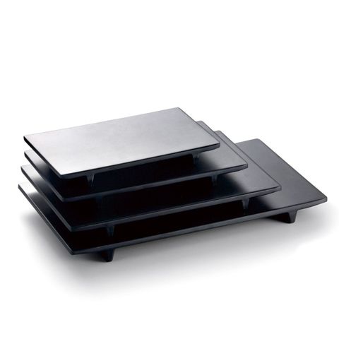 13'' Melamine Rectangle Flat Plate with Stand 33x19x2.4cm Matt Black