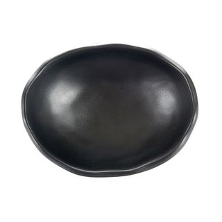 5'' Melamine Oval Footed Plate 12.5x9.5x3.5cm Matt Black
