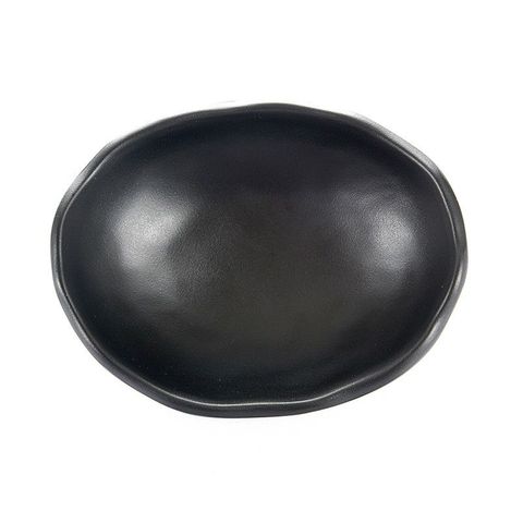 5'' Melamine Oval Footed Plate 12.5x9.5x3.5cm Matt Black