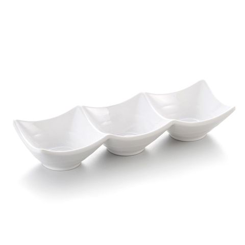 9.6'' Melamine Sauce Dish 3 Division 24.5x8.3x4.5cm White