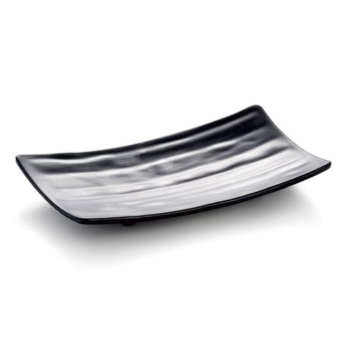 8.5'' Rectangle Striped Plate 21.8x12.2x2.8cm Matte Black