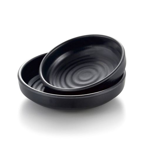 4.5'' Round Ribbed Shallow Bowl 11.5x11.5x3cm Matte Black