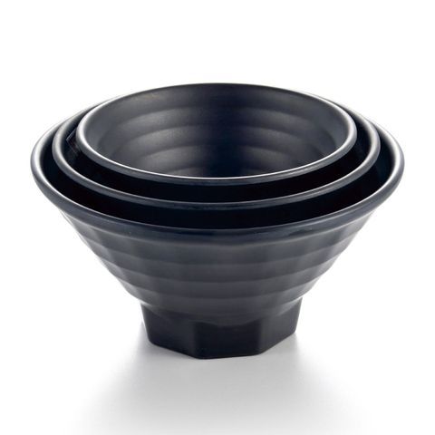 6'' Round Ribbed Bowl with Foot 15.1x15.1x7.6cm Matte Black