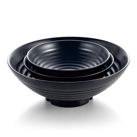 9.5'' Round Ribbed Noodle Bowl 24.3x24.3x8.8cm Matte Black