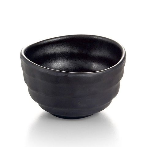 4'' Melamine Round Ribbed Bowl 20x8.4cm Matt Black