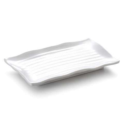 9.5'' Melamine Rectangle Sushi Plate with Rim 23.6x15x2.7cm White