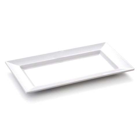 14'' Melamine Rectangle Raised Rim Deep Plate  34.7x20.2x2.5cm White