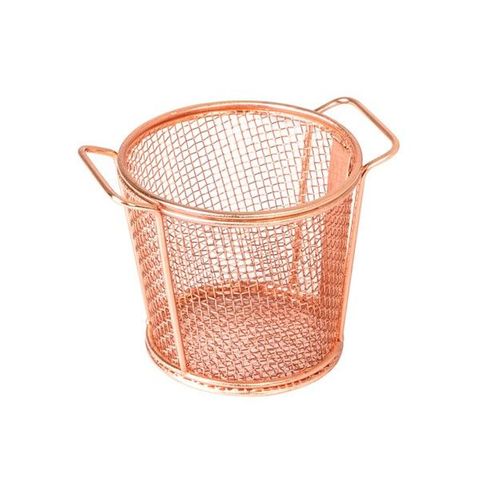 Brooklyn Round Service Basket w/2 HDLS Copper MODA