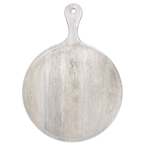 Mangowood Serving Board Round w/HDL 570x780x35mm White