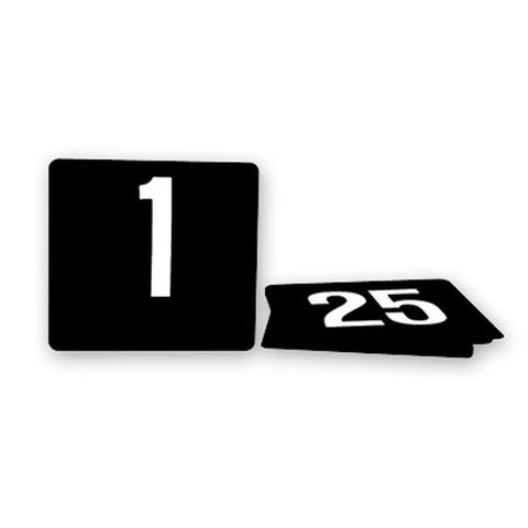 Plastic Table Number Set 1-25 White on Black