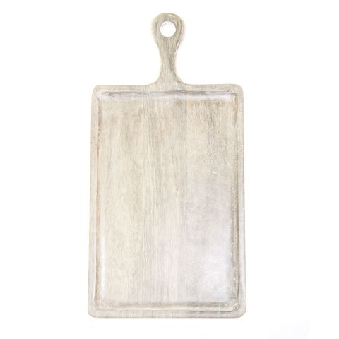 Mangowood Serving Board Rectangular w/HDL 300x400x200mm White