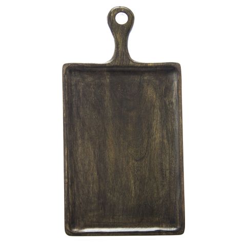 Mangowood Serving Board Rectangular w/HDL 260x360x180mm Dark