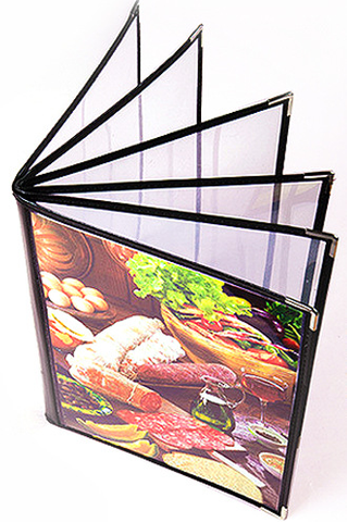 A4 Menu Cover Clear with Black Rim 32x23cm (4 pages)