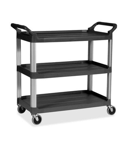 Black 3 Shelf Utility Trolley Large - 1020x500x960mm
