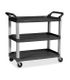 Black 3 Shelf Utility Trolley Large - 1020x500x960mm