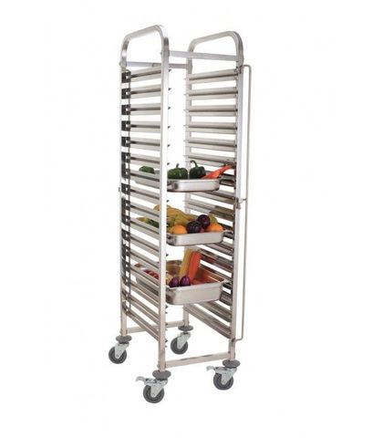 15 Pan Stainless Steel Steam Pan Trolley-Assembled