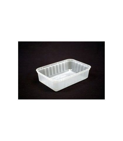 750mL Rectangle Ribbed Container Clear (50/pack)