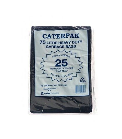 Heavy Duty 75/78 Litre Garbage Bags LDPE Fits 70 Litre 78 Litre Bins 50/pack