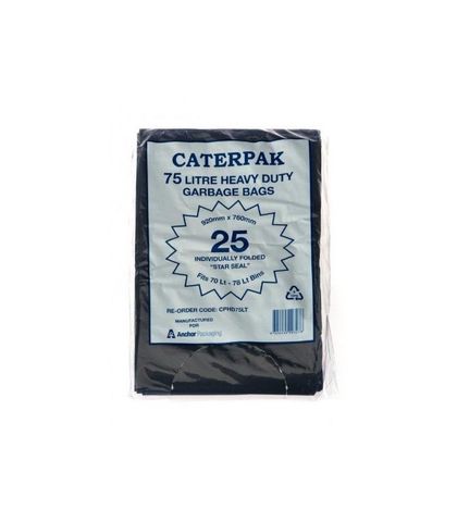 Heavy Duty Hero Range 75/78 Litre Garbage Bags LDPE Fits 70 Litre 78 Litre Bins 250/ctn
