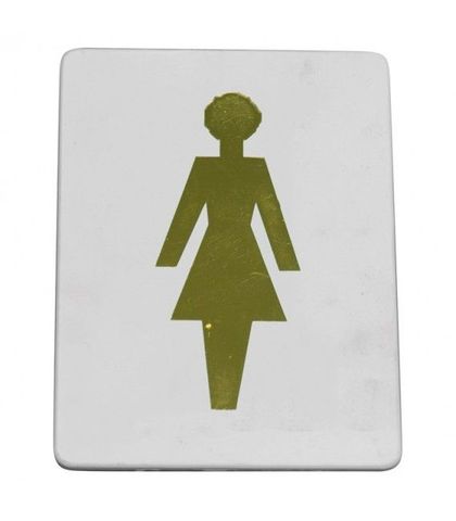 "Female symbol" Gold on white