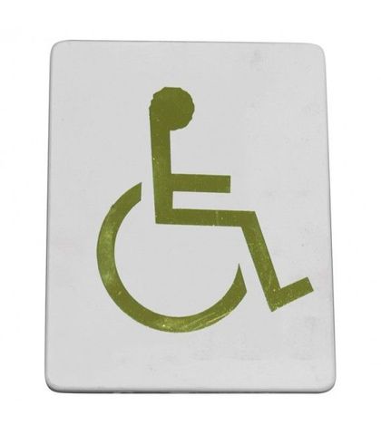 "Wheelchair sumbol" Gold on white