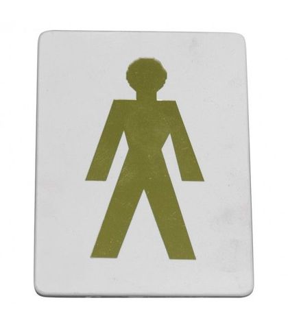 "Male symbol" Gold on white