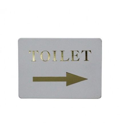 "Toilet/ Right arrow" Gold on white