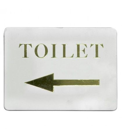 "Toilet/ Left arrow" Gold on white