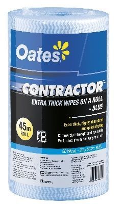Oates Contractor Extra Thick Wipes on a Roll Blue