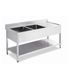 Stainless Steel Work Table Bench with Double Sinks and Splashback 1800x700x(900+100)mm