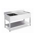 Stainless Steel Work Table Bench with Single Sink and Splashback 1500x700x(900+100)mm