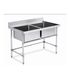 Stainless Steel Work Table Double Sinks with Splashback 1200x700x(900+100)mm