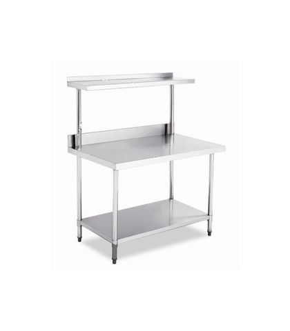 Stainless Steel Work Table Bench with Top Shelf and Splashback 1200x600x(900+550)mm